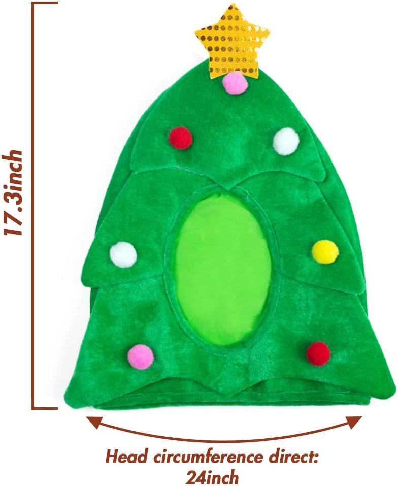 Christmas Tree Hat with 7PCS Ornaments, Funny Christmas Hat, Novelty Santa Hat Crazy Hats Christmas Party Hat Dress Up Celebrations