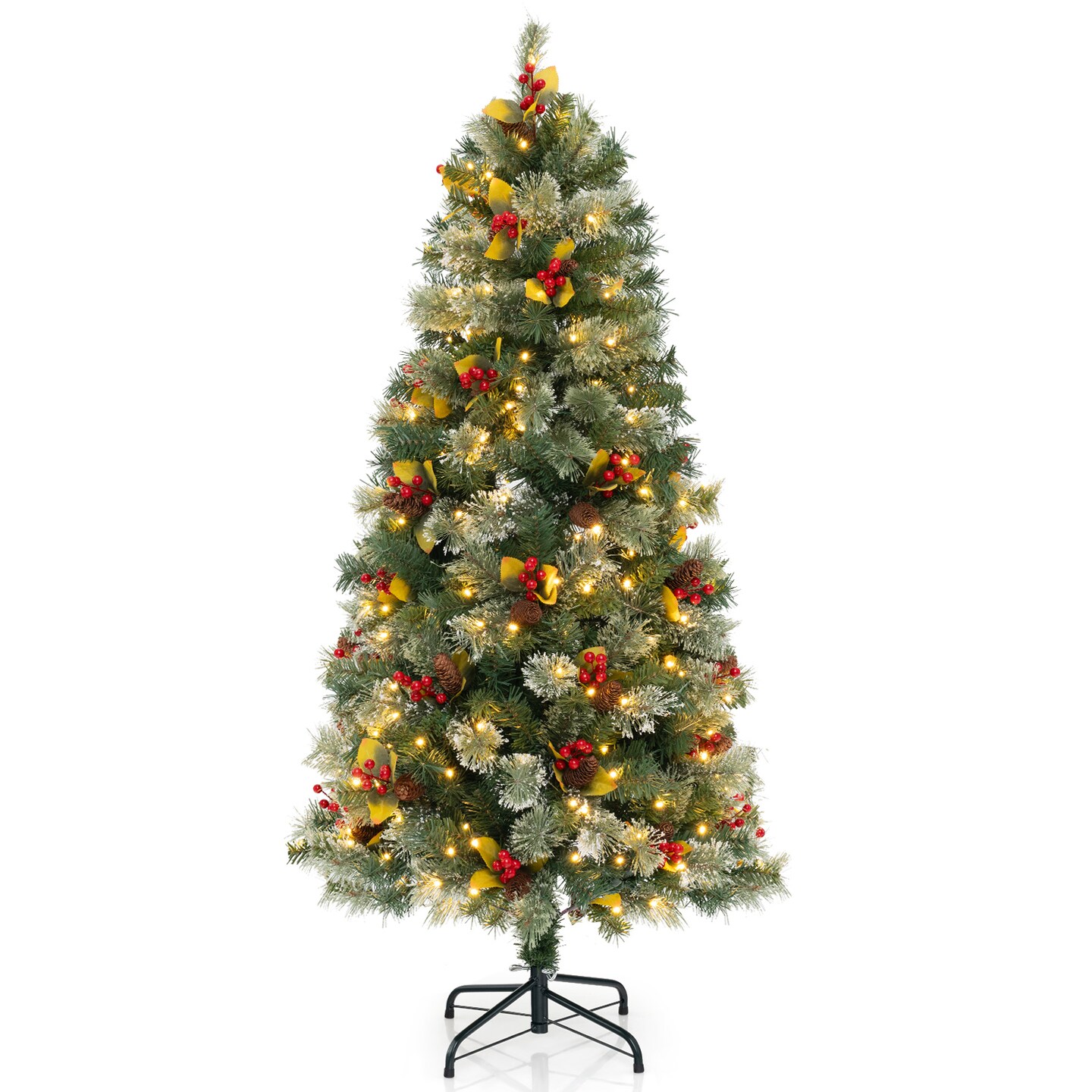 Pre-Lit Artificial Christmas Tree with PVC and Pine Needles