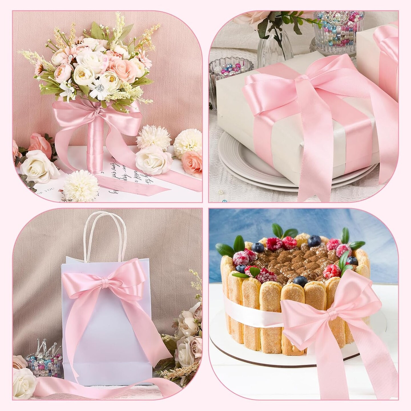 Light Pink Satin Ribbon 1-1/2 Inch,50 Yards Light Pink Fabric Ribbon for Gift Wrapping,Crafts,Flower Bouquet,Bows Making,Balloons,Wedding,Birthday Party,Baby Shower Decoration