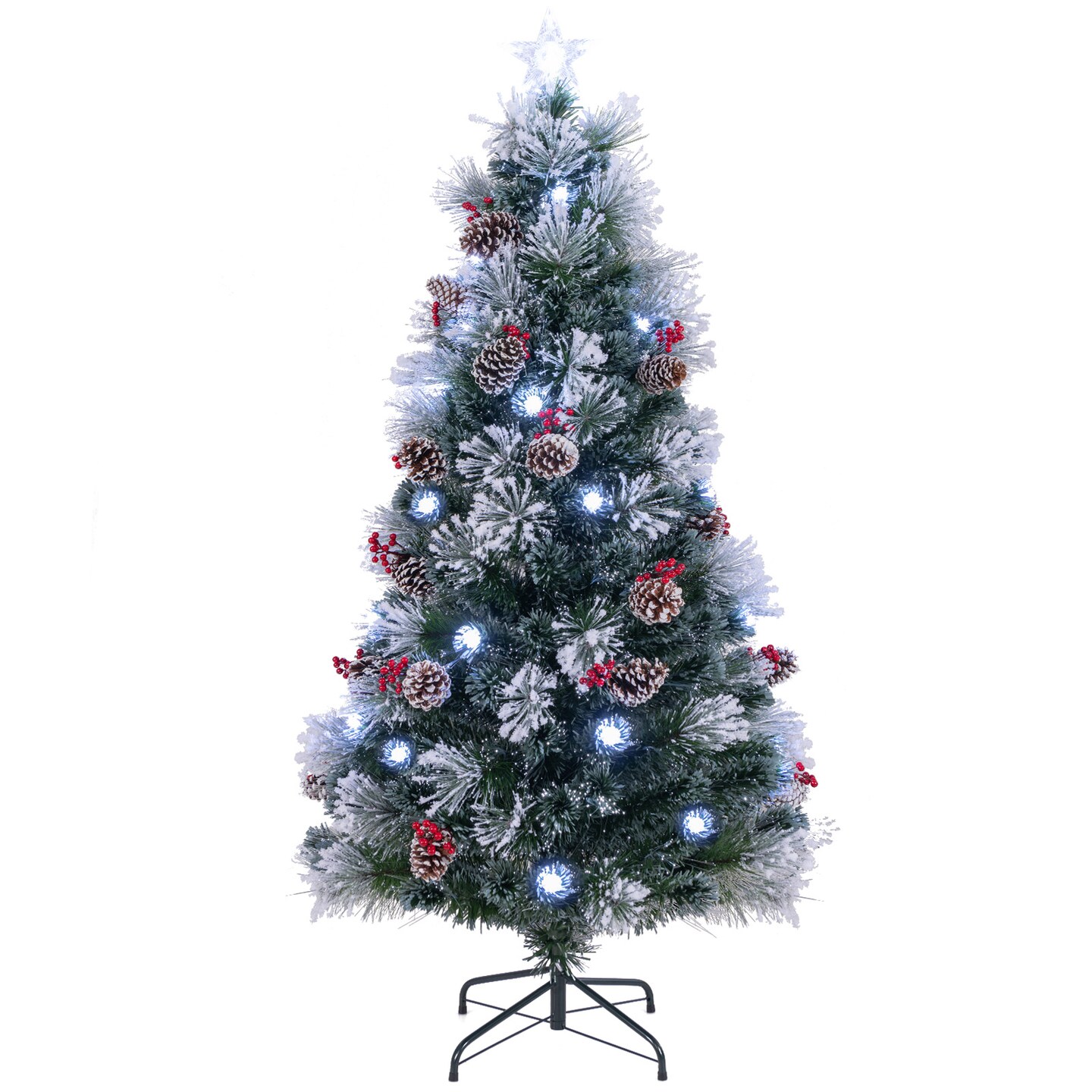 Flocked Christmas Tree with 8 Lighting Modes