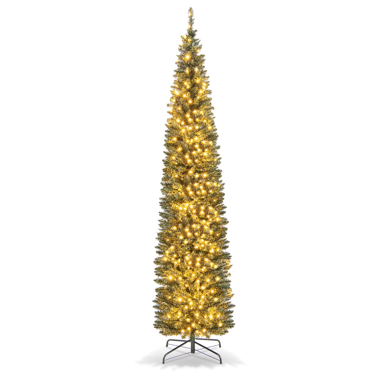 Pre-lit Pencil Artificial Christmas Tree with Warm White LED Lights