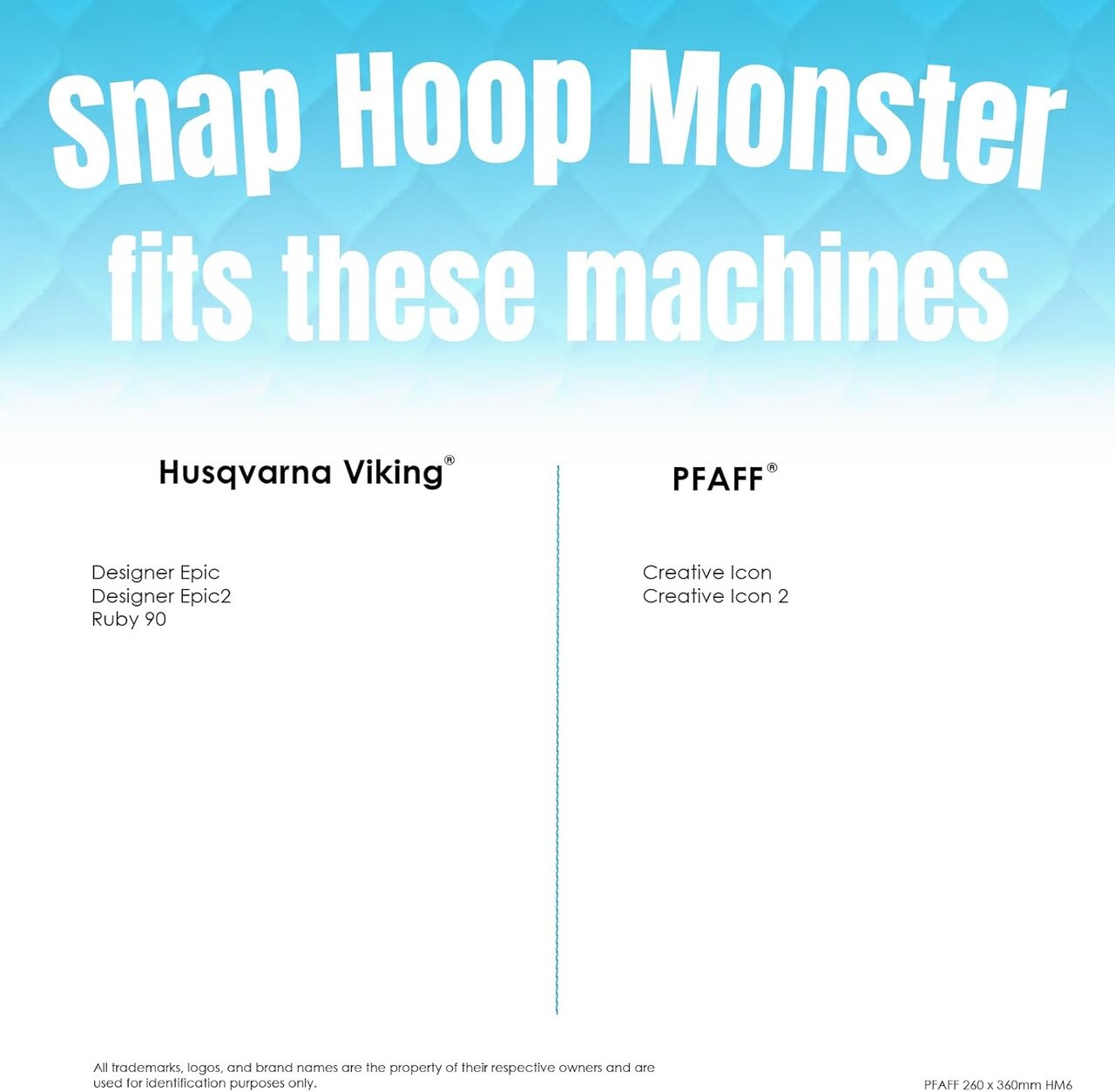 DIME - Snap Hoop Monster 260 x 360 mm Magnetic Hoop for Husqvarna Viking/PFAFF Embroidery Machines- HM6/ SH00D6M