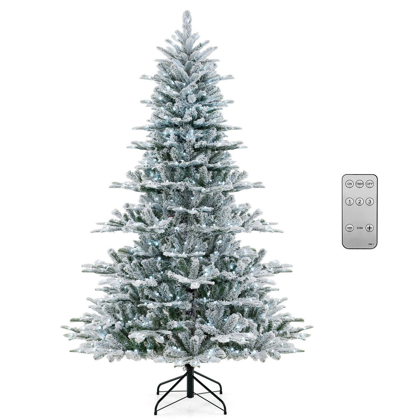 Snow Flocked Artificial Christmas Tree with Cool White LED Lights