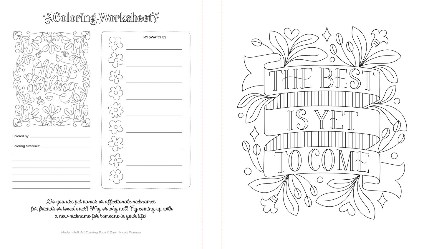 Modern Folk Art Coloring Book: 60 Patterns to Boost Joy, Relaxation &#x26; Creativity