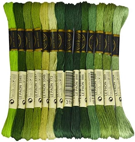 Bright Chartreuse Gradient Color Embroidery Floss 14pack
