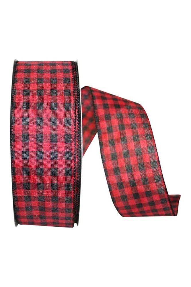 2.5&#x22; Cabin Buffalo Plaid Ribbon: Red/Black (50 Yards)