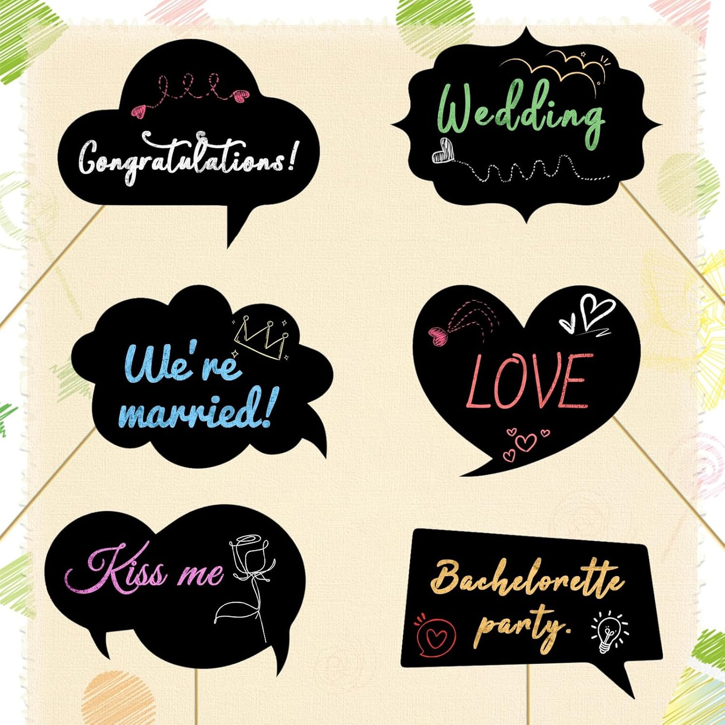 24 PCS Large Blank Photo Booth Props, Writable Chalkboard Black Cards Make Your Own Photo Props Wedding Photo Booth Props Birthday DIY Photo Booth Picture Props