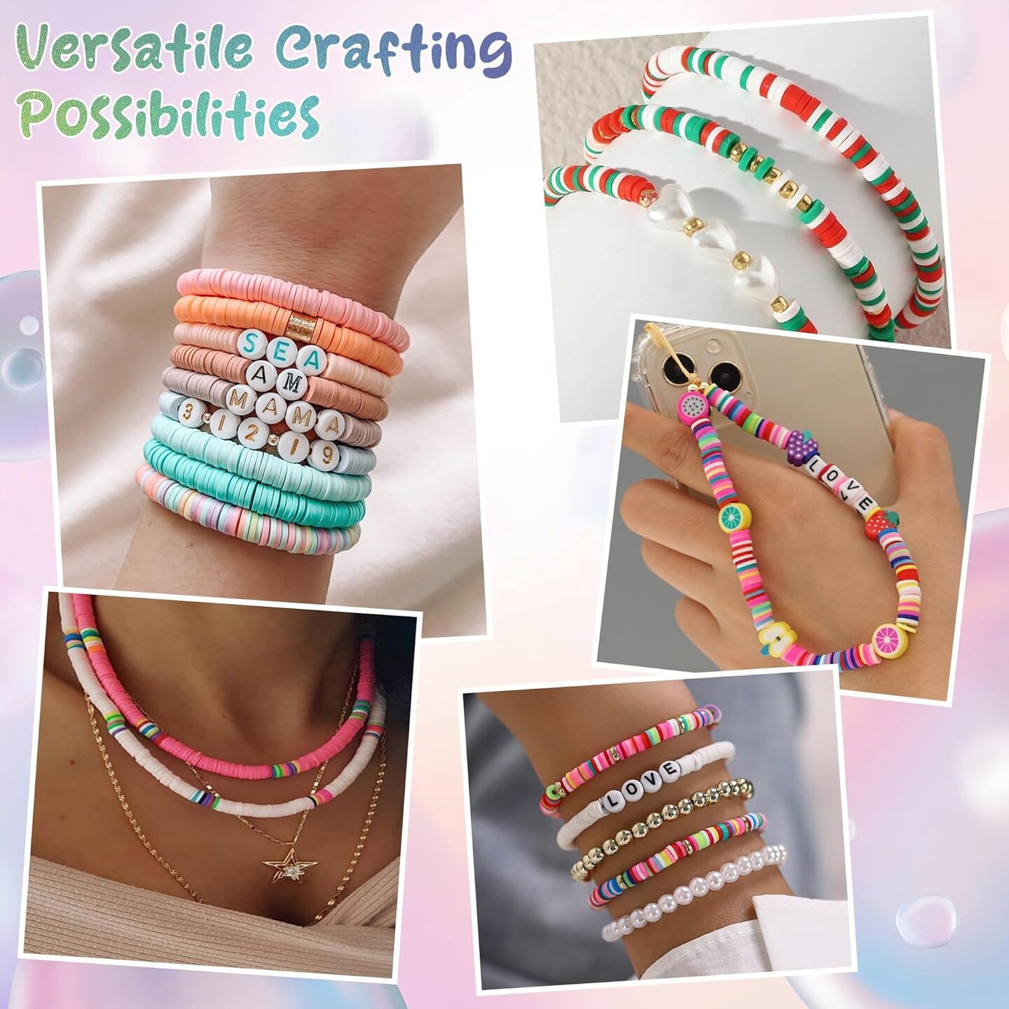Easter Basket Essentials for Kids Girls - 5300 Clay Beads Bracelet Making Kit,Arts and Crafts for Kids Ages 8-12,Easter Crafts Games Toys for 3-10 Year Old Birthday Gift,Stuff Supplies