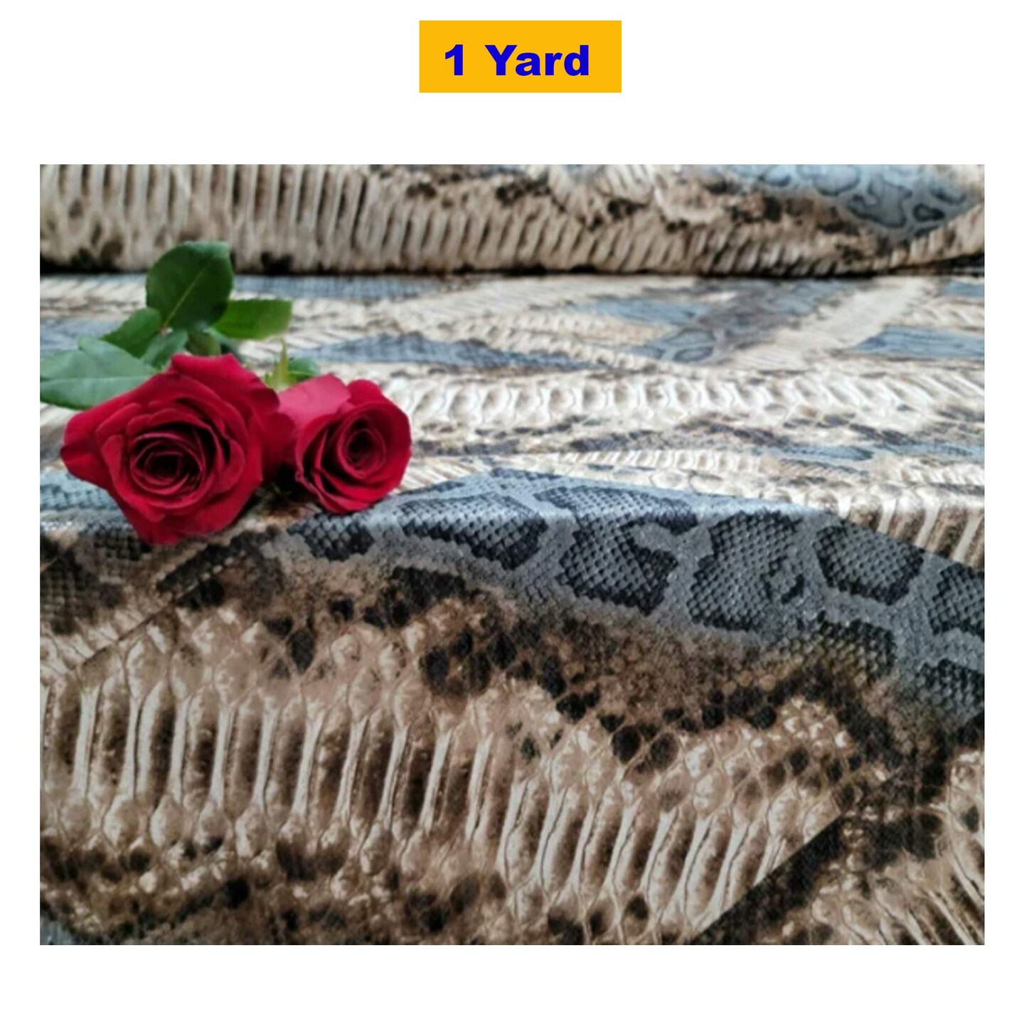 Beige and Gray Snake Spandex Fabric Stretch Animal Print by the Yard