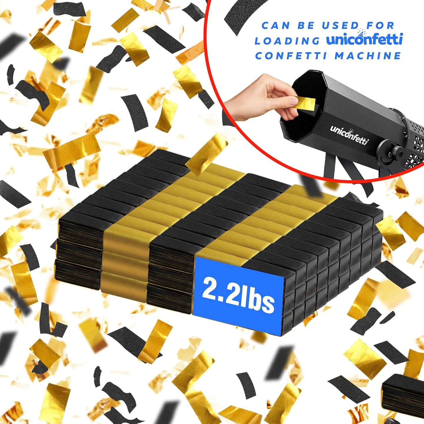 BLACK &#x26; GOLD Confetti Paper - BULK 2.2lbs | 1kg, Biodegradable Tissue Paper, Rainbow Light Weight, Non-Staining Paper, for Events, Crafts, Decorations