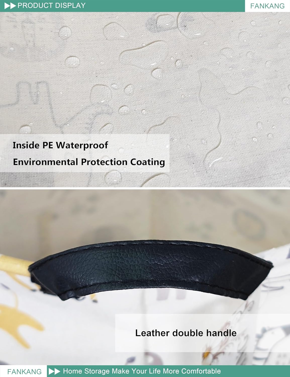 Summer Storage Basket, Nursery Hamper Canvas Laundry Basket Foldable with Waterproof PE Coating Large Storage Baskets for Kids Boys and Girls, Office, Bedroom, Clothes,Toys(Lovely Animals )