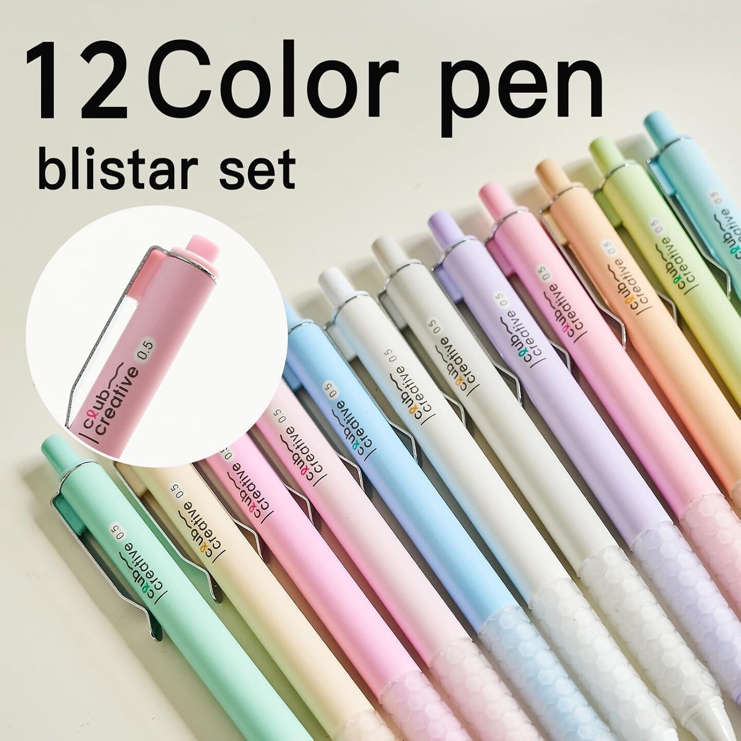 Gel Pens, 0.5mm Fine Point Smooth Writing Pens, 12 Count Set with Blue Gel Ink, Pastel & Assorted Color Body, Functional & Pretty Pens for Office, School, Journaling, Writing