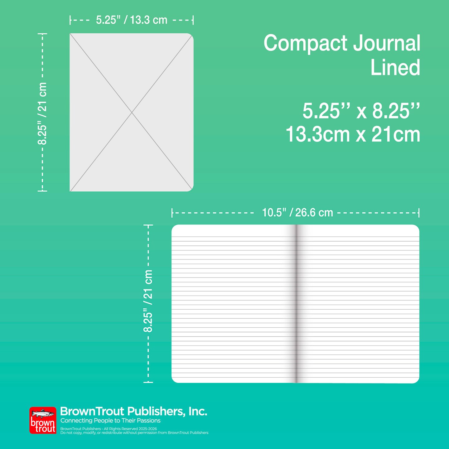 Pantone OFFICIAL Black | 5.25 x 8.25 Inch Lined Compact Journal | Non-Dated | BrownTrout | Planning Stationery Diary