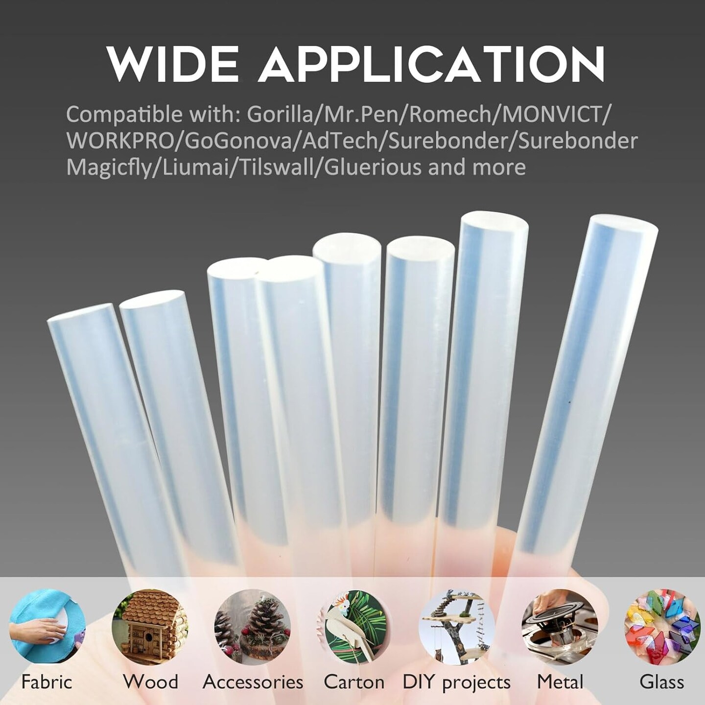 Full Size Hot Glue Sticks Bulk of 25pcs, 4&#x22; x 0.43 inch Diameter, Compatible with Most Hot Glue Gun, 11.2x100mm All-Purpose Clean Hot Melting Silicone for DIY, Craft, Christmas Decorations