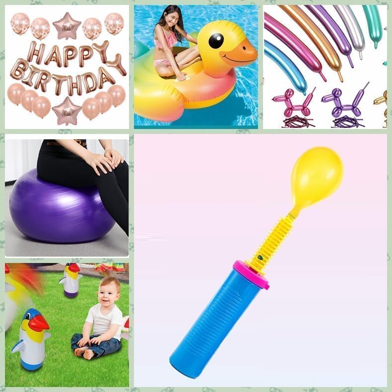 Blue Portable Hand Pump for Balloons,Balloon Pump Hand Held Two-Way Dual Action -Balloon Inflator Pump -Air Pump for Balloons Decorations Birthday Party Supplies,Inflation Devices and Accessories
