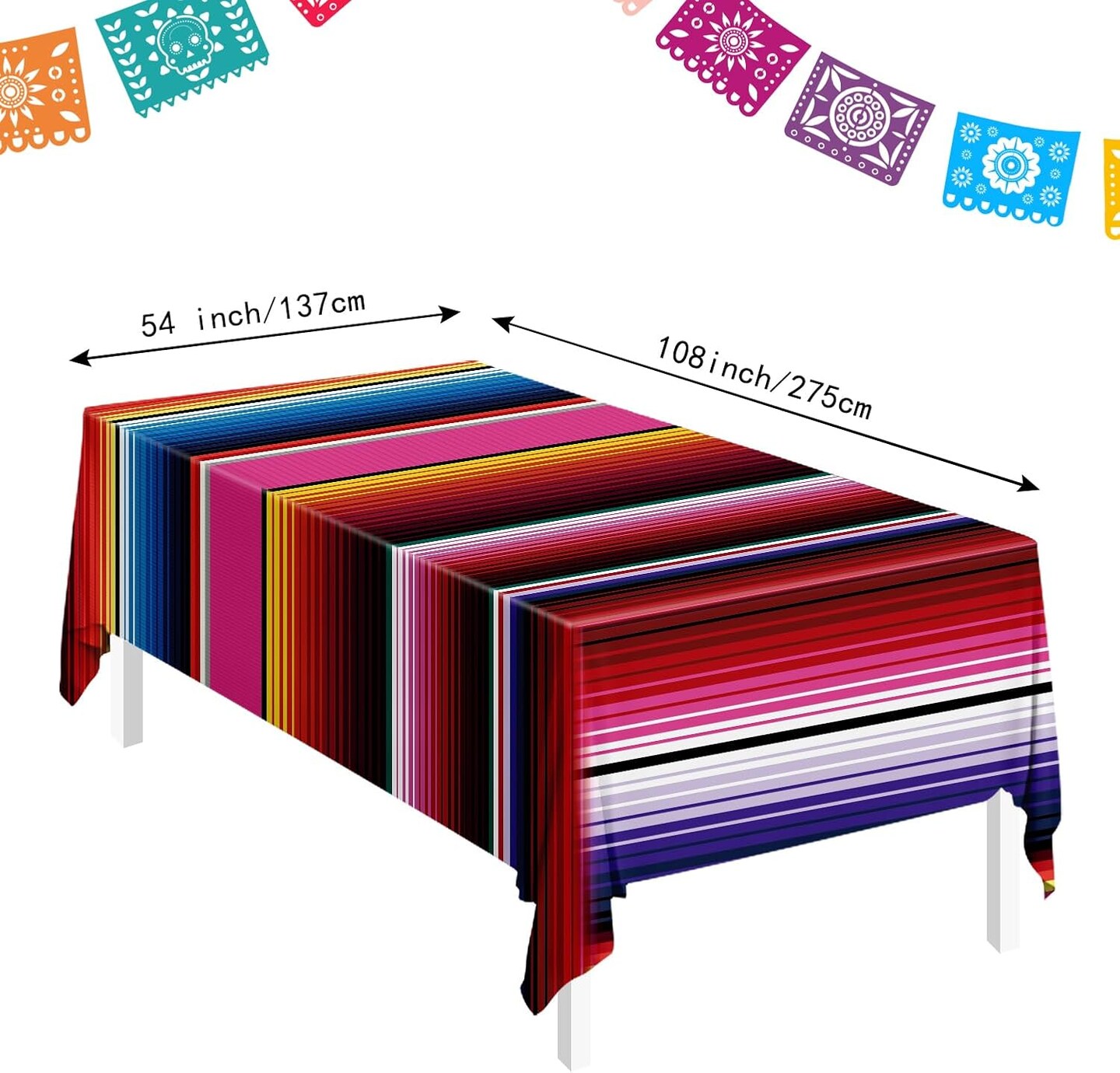 2-Pack Mexican Serape Tablecloth 54x108in – Disposable Plastic Cinco de Mayo & Fiesta Party Decor