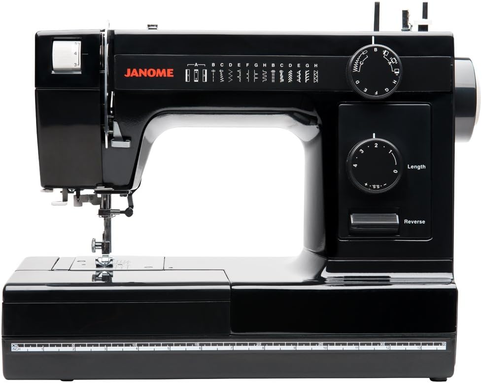 Janome Industrial-Grade Aluminum-Body HD1000 Black Edition Sewing Machine with 14 Stitches, 4-Step Buttonhole, Automatic
