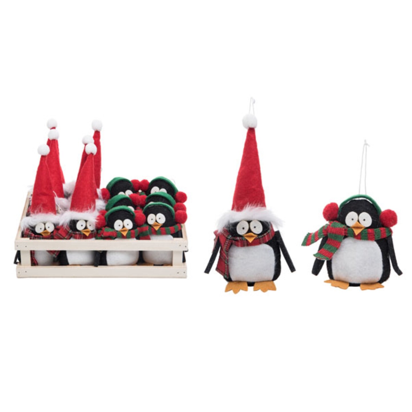 Transpac Polyester 9.84 in. Multicolor Christmas Plush Penguin Ornaments In Crate Set of 12