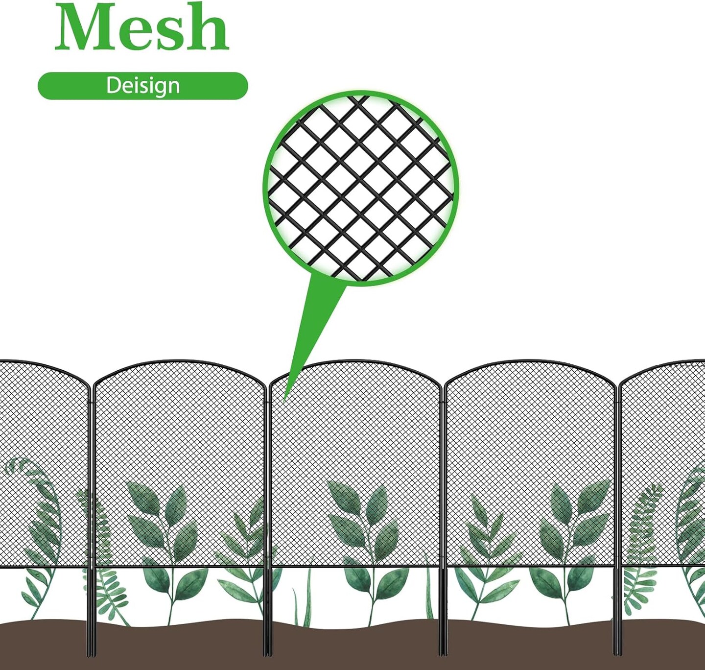 24in/61cm H x 27ft/8.2m L Rustproof Metal Mesh Garden Fence - Decorative Arched Design, Small Animal Barrier for Yard, Patio, Vegetable Gardens (25 Panels, Expandable)