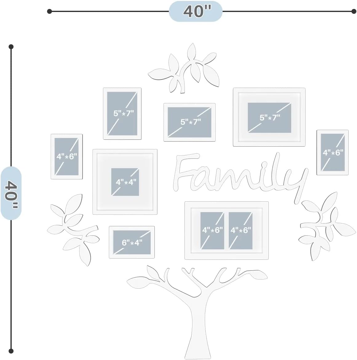 Photo Frame | Plaque College Frame - Wall Decoration Combination - White PVC Picture Frame Selfie Gallery Collage With Hanging Template &#x26; Wall Mounting Design | Family Tree