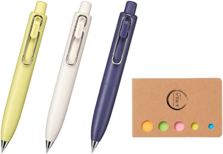 Ballpoint One P Gel Ink Rollerball pen, 0.5mm Black Ink, 3 Body Colors set Sticky Note