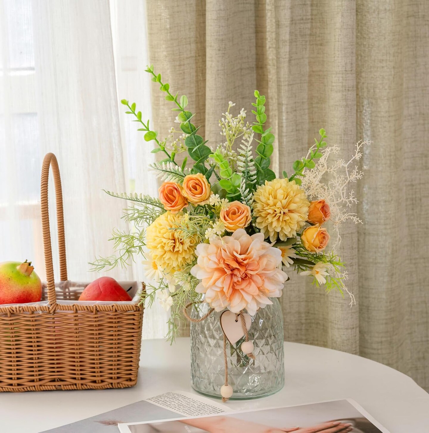 Spring Silk Artificial Yellow and Organe Dandelion Arrangement Centerpiece