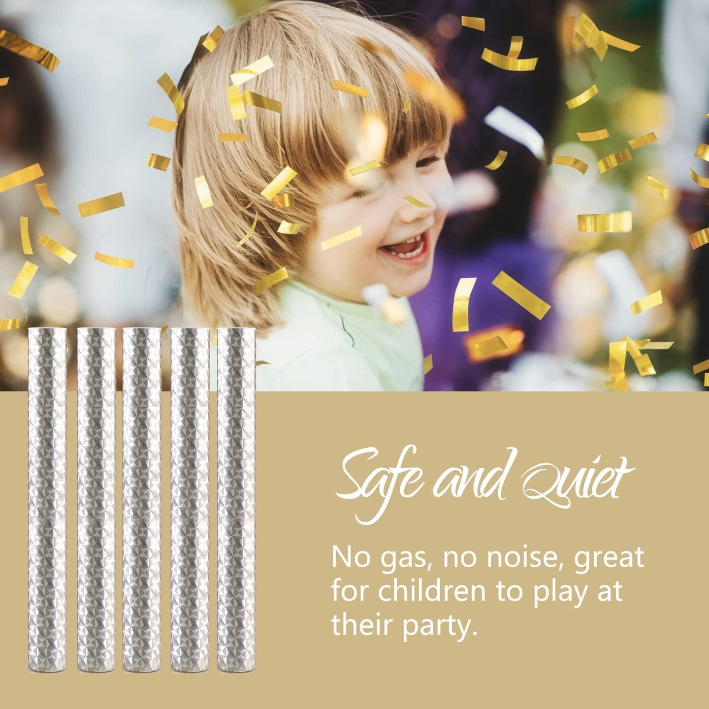 8PCS Gold Confetti Wands 7.8" – Tissue Paper Party Poppers for Wedding & Birthday