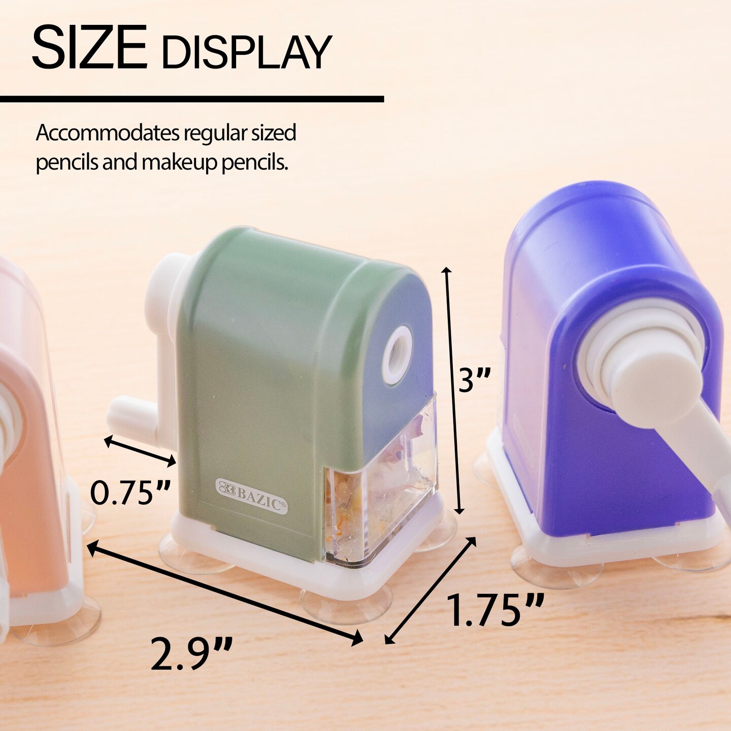 BAZIC Desktop Sharpener w/ Suction Cup Base