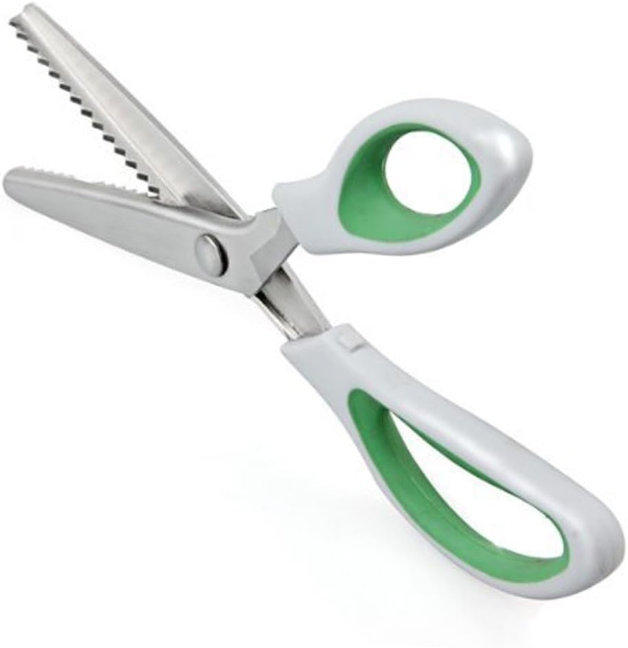 9.5" Stainless Steel Pinking Shears – Professional Zig Zag Fabric Scissors with Comfort Grip Handle for Sewing, Dressmaking, and Craft Cutting (Green)