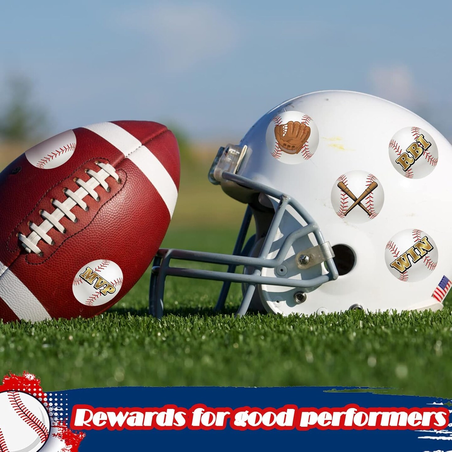 300 Pcs 12 Sheets Baseball Helmet Stickers 1.18 Inch Waterproof Round Helmet Vinyl Decals for Baseball Helmet Award Laptop Water Bottle Scrapbook Sport Party