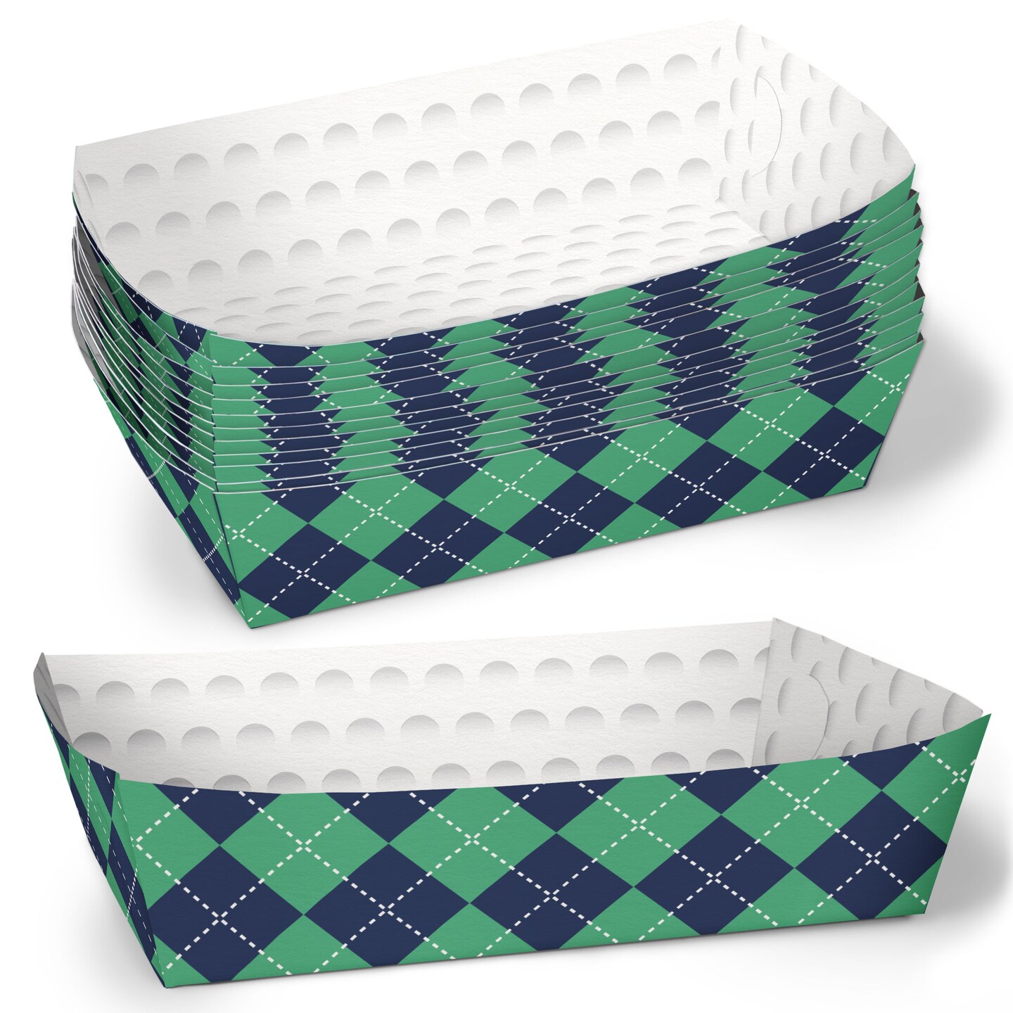 Big Dot of Happiness Golf Party Paper Food Trays, Disposable Double-Sided Paper Food Holders for Nachos, Hot Dogs, French Fries - 12 Ct