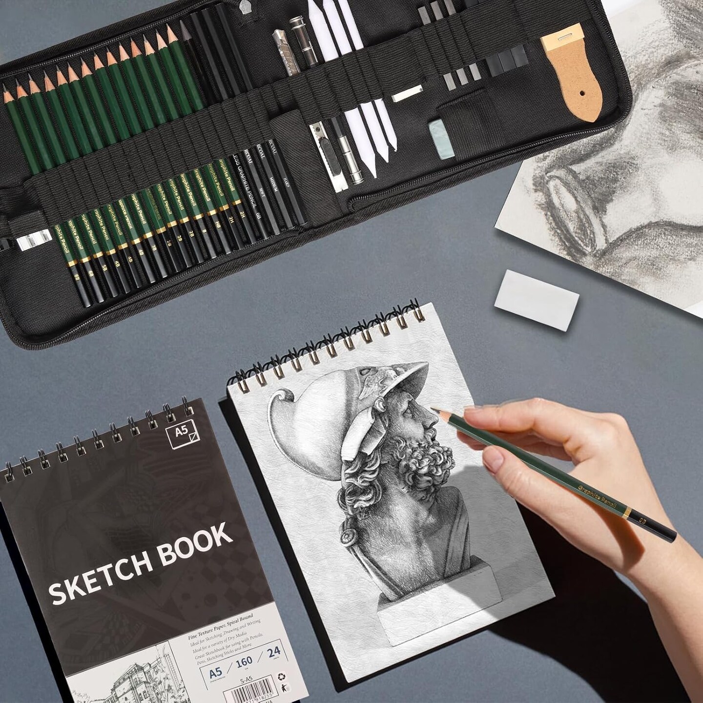 36 Pack Sketch Pencils Drawing Kit, Drawing Pencils With Sketchbook, Graphite, and Charcoal Pencils, Art Supplies for Adults,Beginners,Artists,Students&#xFF0C;Ideal for Drawing, Sketching