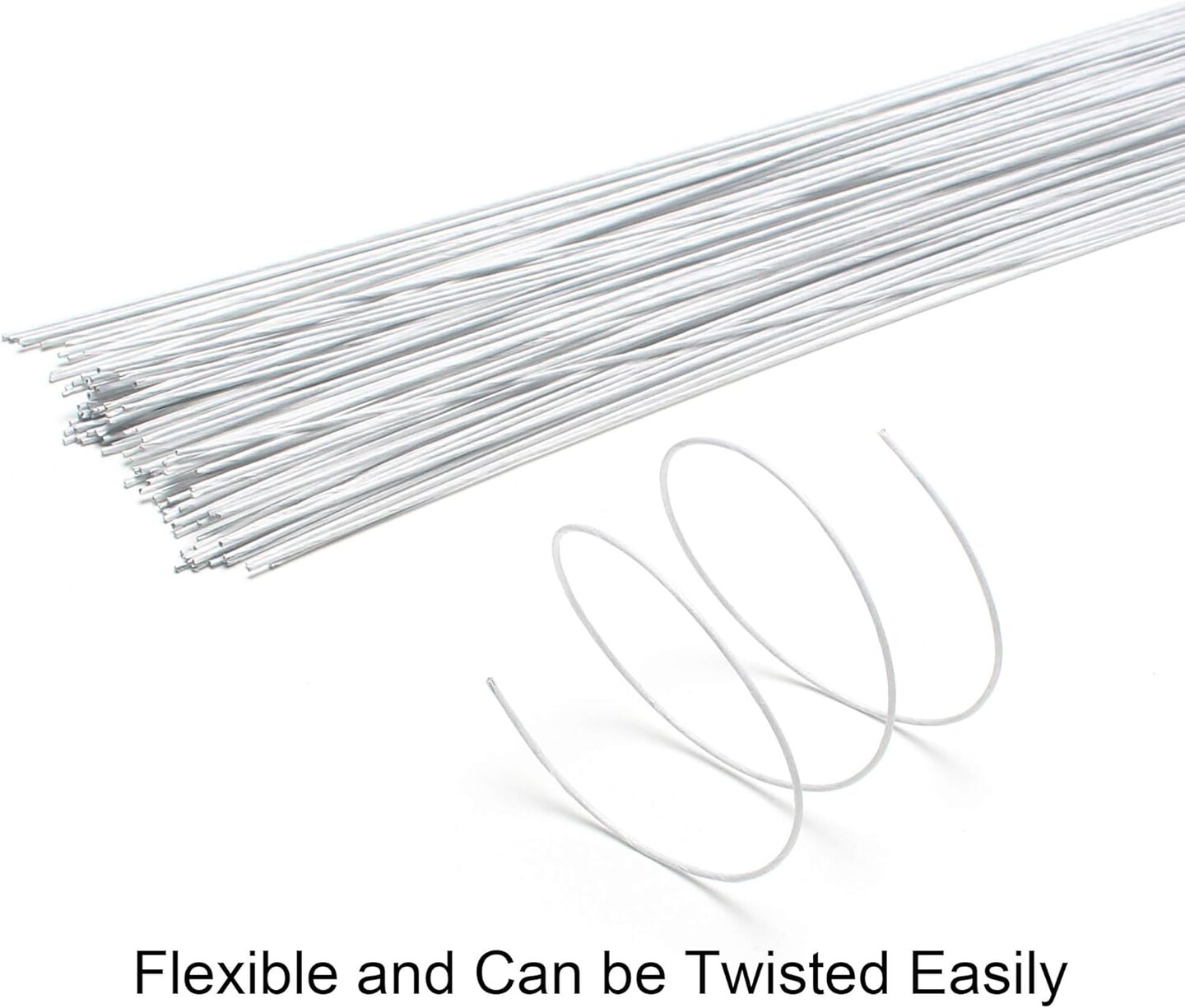 22 Gauge Stem Wire 100 Counts Floral Paper Wrapped Wire 14 Inch Wire for Flower Arrangements DIY Bouquet Handcrafts Wood Flowers (White)