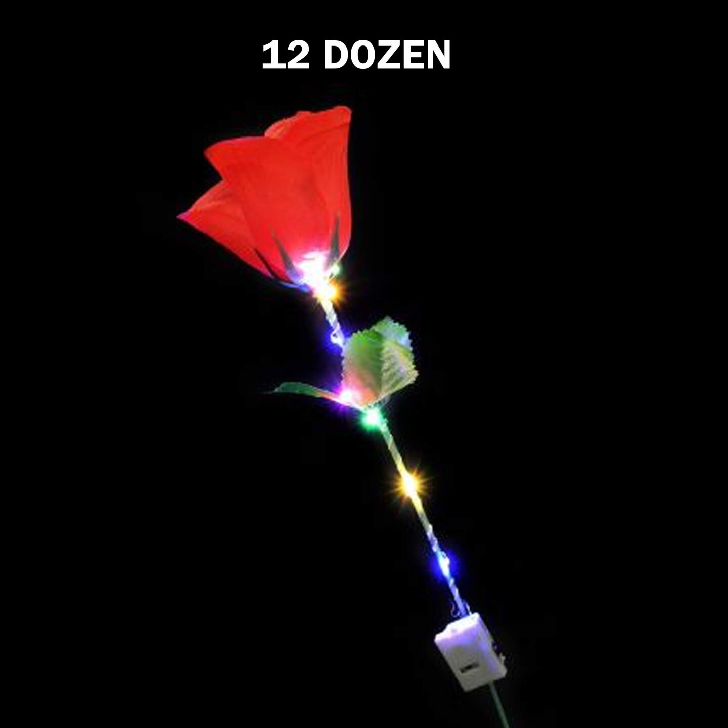 Light Up Roses 3 Function LED Fabric Rose with Plastic Stem