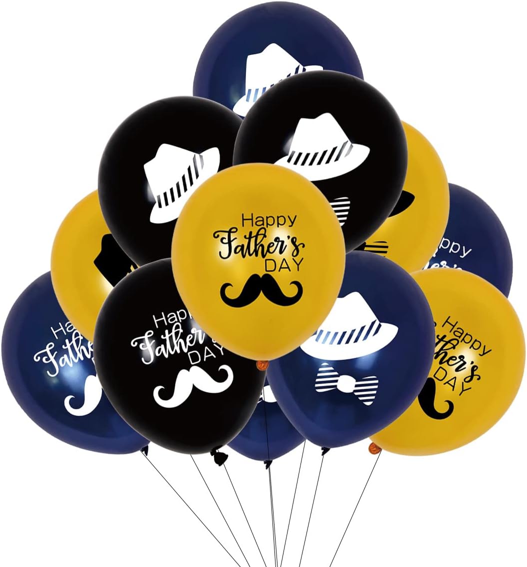Happy Father&#x27;s Day Balloon Party Decoration Supplies, 12pcs Latex Balloon Set, black, dark blue, gold, the best Dad&#x27;s birthday party party party supplies