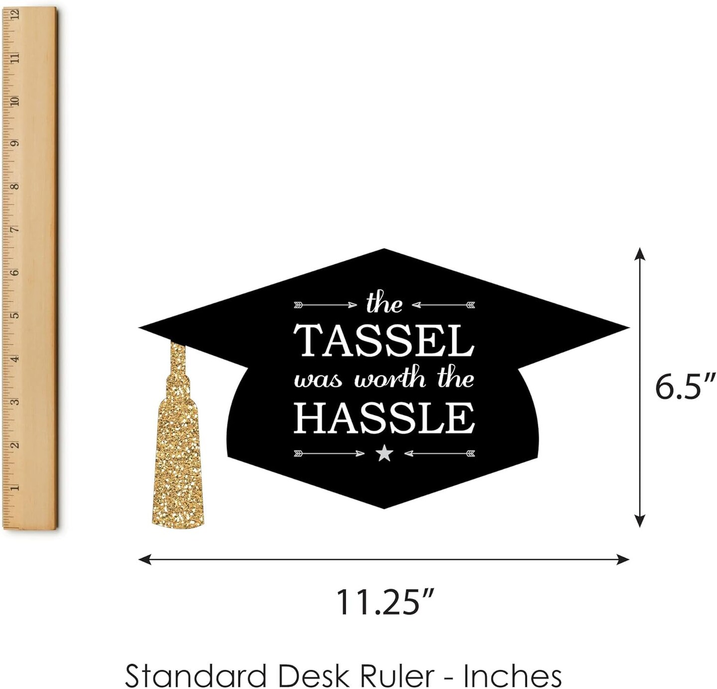 Hilarious Graduation Caps - Gold - Graduation Photo Booth Prop Kit - 20 Count
