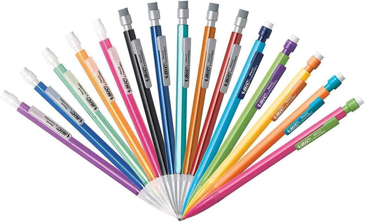 Mechanical Pencil #2 EXTRA SMOOTH, 40 Pack Of Twenty 0.5mm, and Twenty 0.7 mm - Assorted Colored Barrels - Variety Pack of Bic Lead Pencils