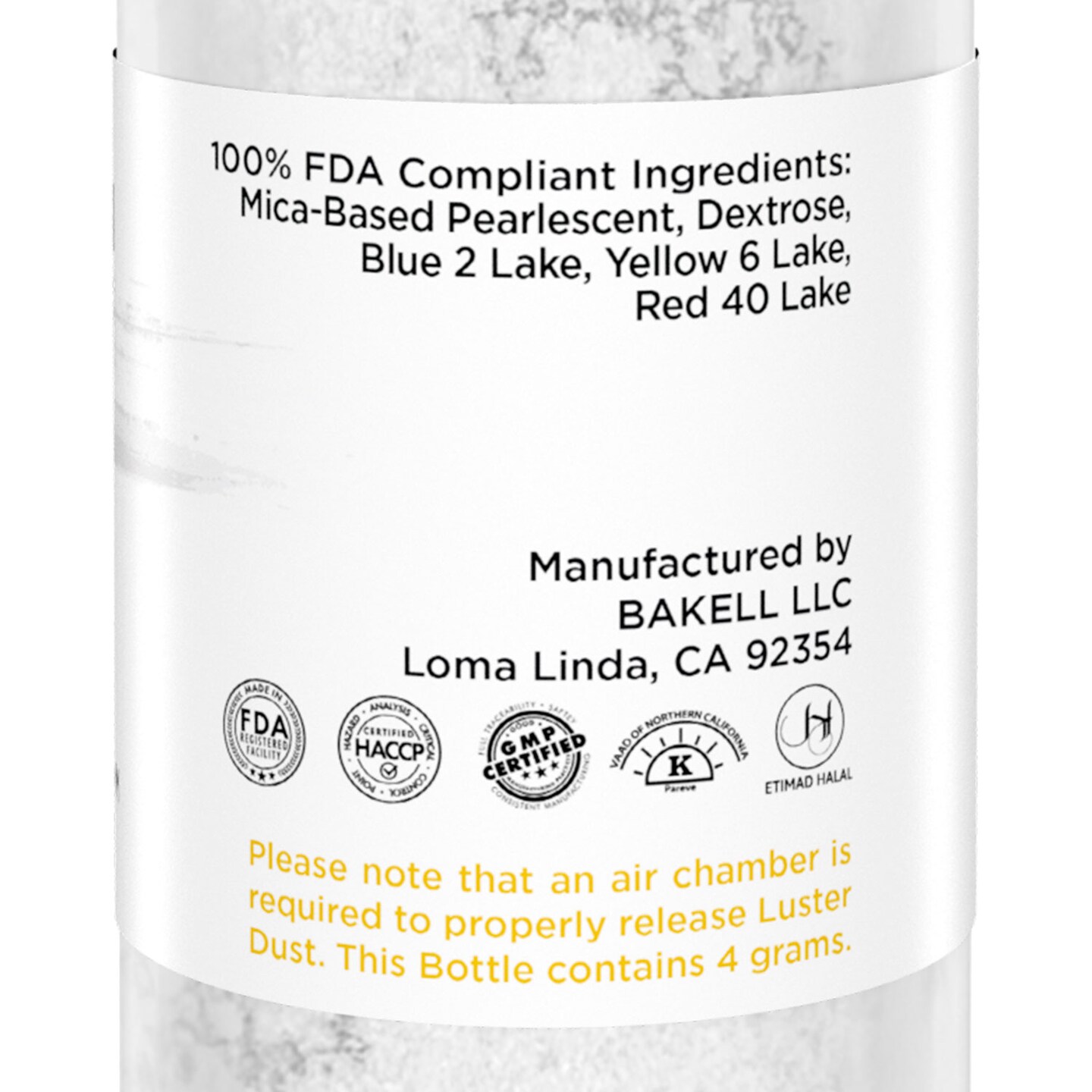 Bakell - Silver Pearl Luster Dust (4g, 1x Pump) Edible Vegan Dust &#x26; Paint for Baking, Desserts and Beverages