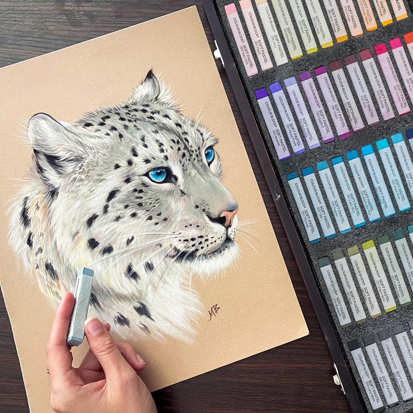 100 Professional Grade Soft Pastels - Artist Chalk Set in Wooden Box - Colored Drawing Art Supplies Kit - Pastel Colors for Painting, Sketching - Vibrant Pigments for Adults, Beginners