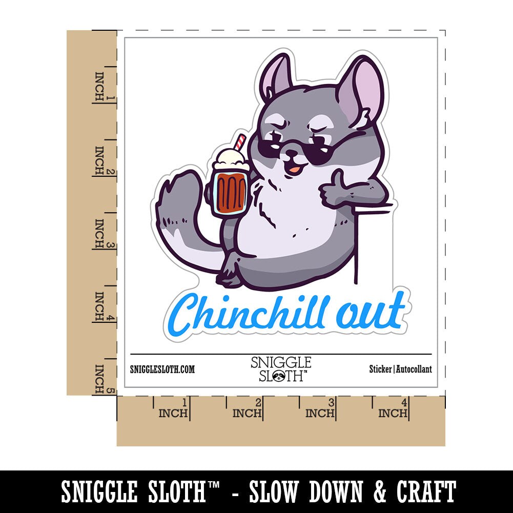 Water Bottle Sticker Set Cool Chinchilla Chill Out Cartoon Cute Waterproof Vinyl Stickers Pack Decal, Skateboard, Laptop, Car, Window, Bumper - 5 Pack