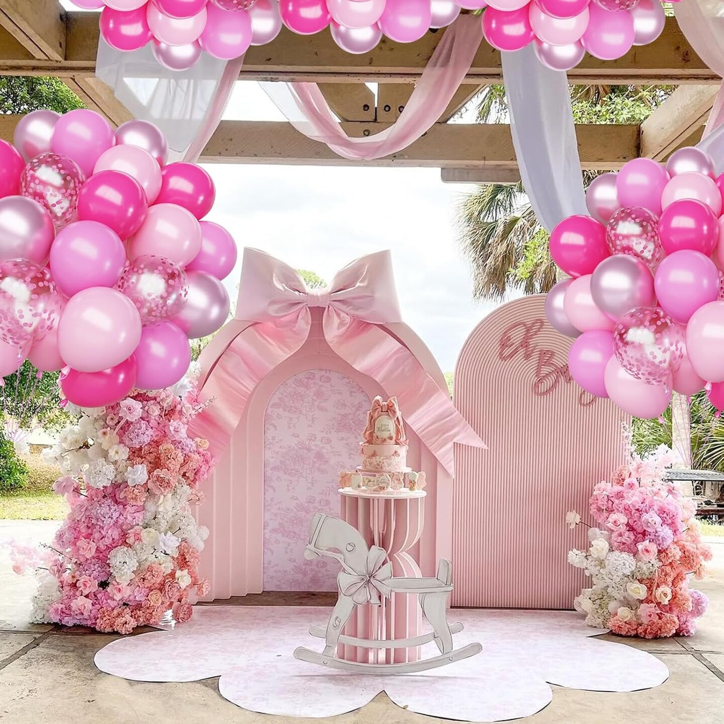 Pink Balloons Set, 63Pcs Hot pink Latex Balloons