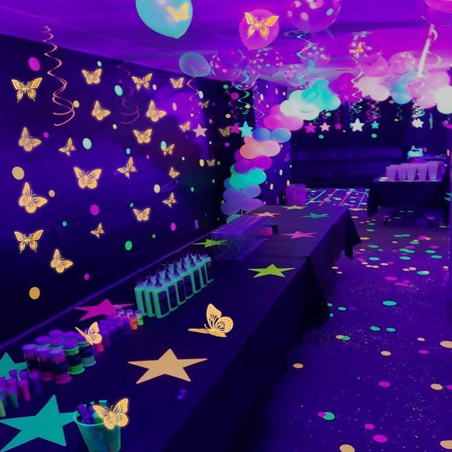 Glow in The Dark 3D Butterfly 24 Pcs 3 Sizes, Luminous Butterfly Stickers for Ceiling or Wall, Glow in The Dark Party Supplies, Removable Luminous Stickers for Kids Babys Nursery (Orange)