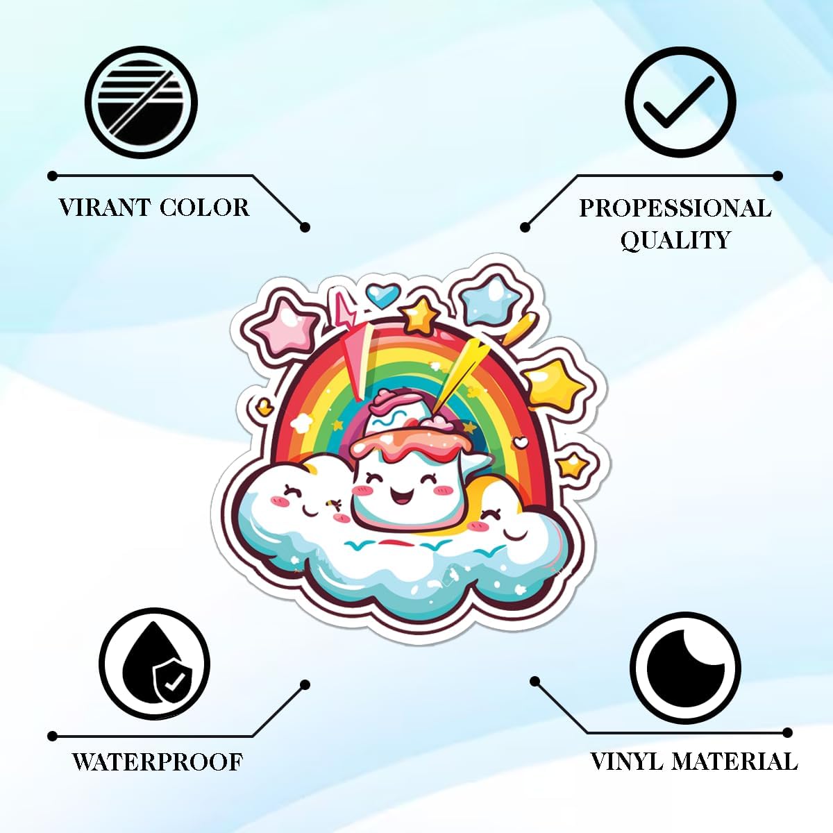 100Pcs Rainbow Stickers for Kids, Rainbow Themed Party Favors Waterproof Decals for Water Bottles Laptop Luggage Computer Scrapbooking Teens Adults Girls Kids Funny Birthday Decorations