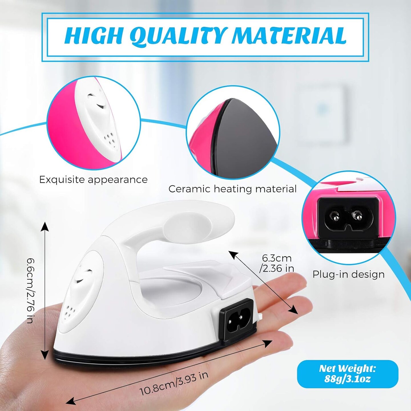 2 Pieces Mini Craft Iron Mini Heat Press Iron with Charging Base Accessories for Beads Patch Clothes T Shirts Shoes Clothes and Hats