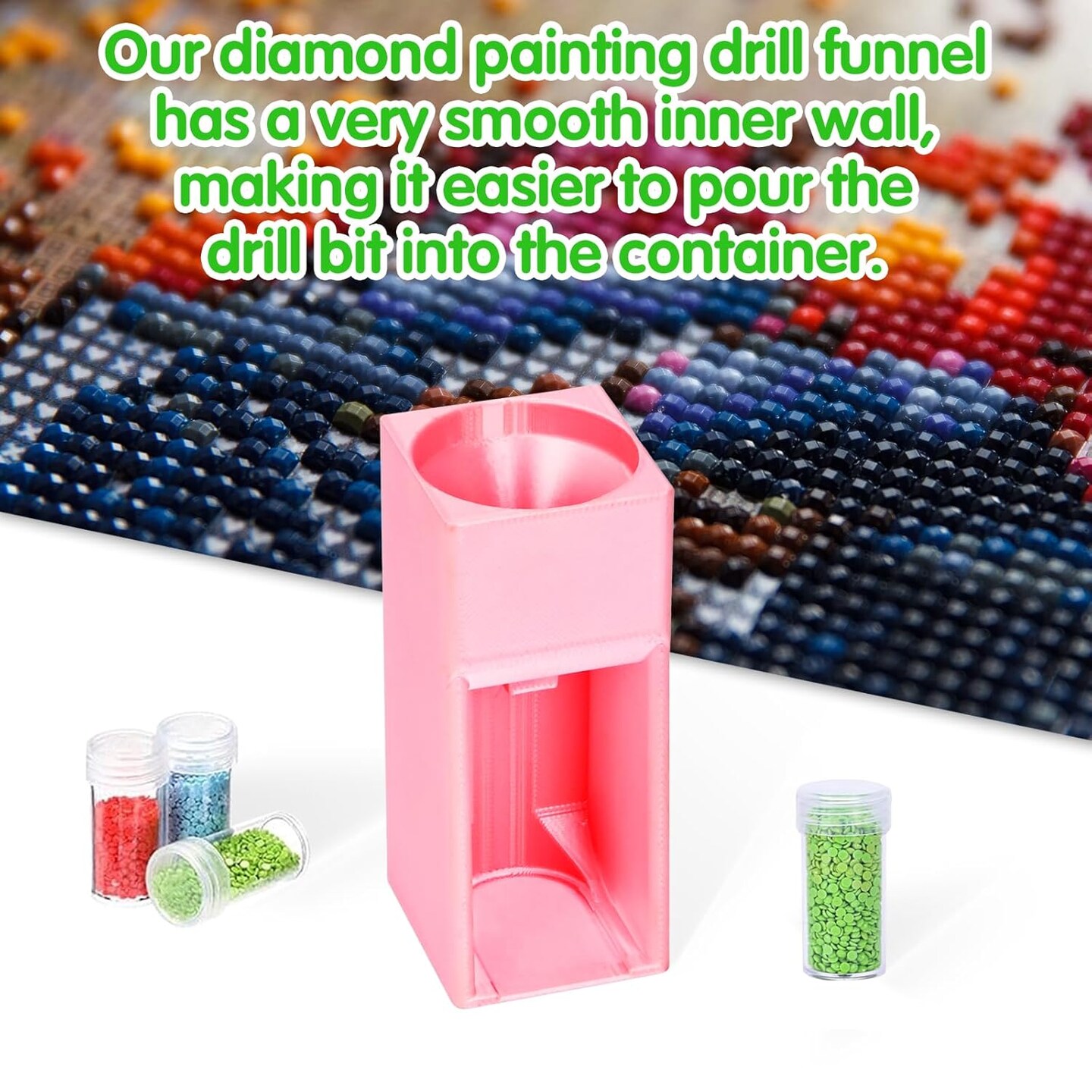 Diamond Painting Organizer Tool - Drill Funnel for Round Containers, Portable Art Funnel for Easy Transfer, Accessories (Pink)