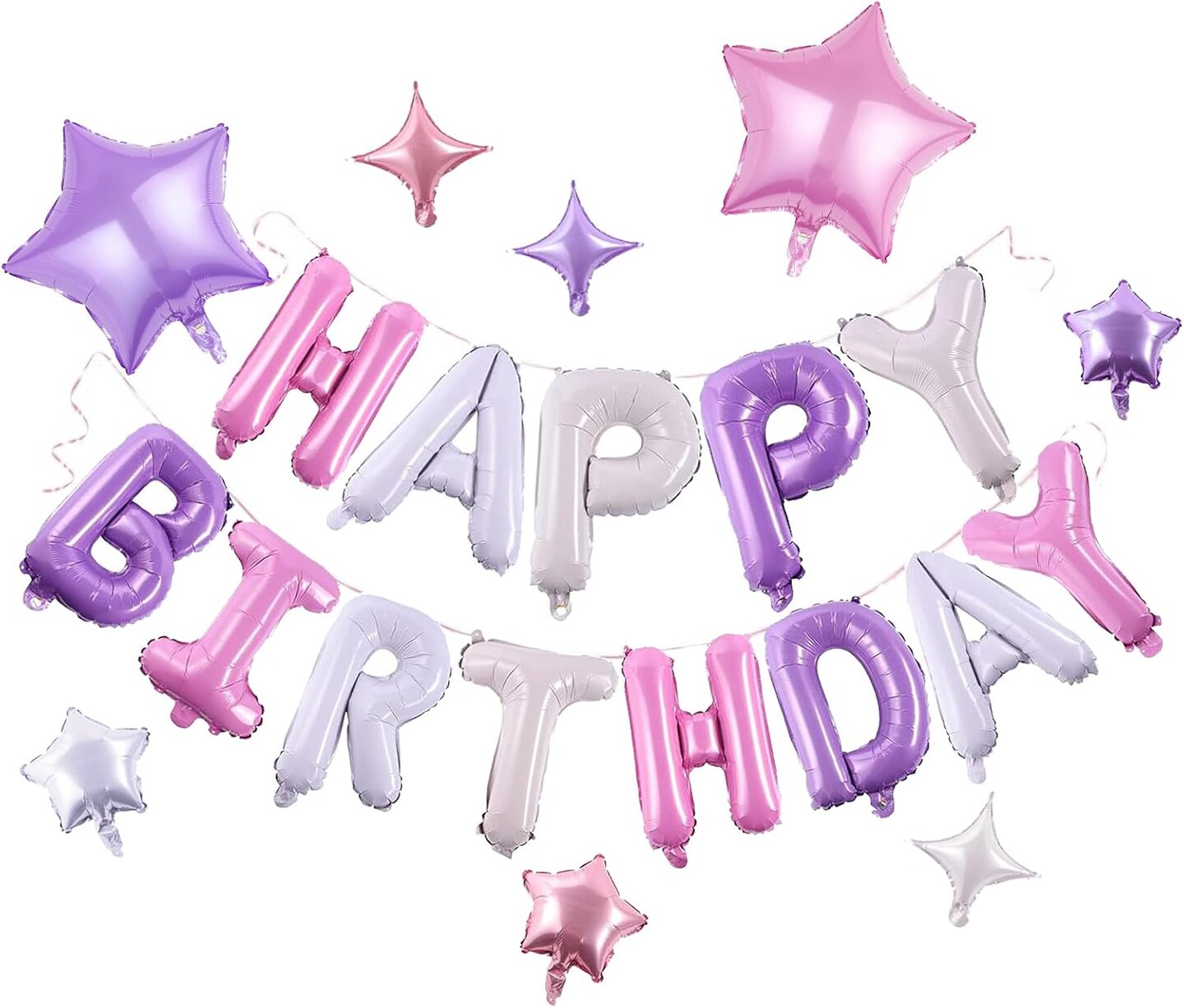 26-Piece 3D Mylar Happy Birthday Balloon Set – Includes 8 Star Balloons for Party Decor