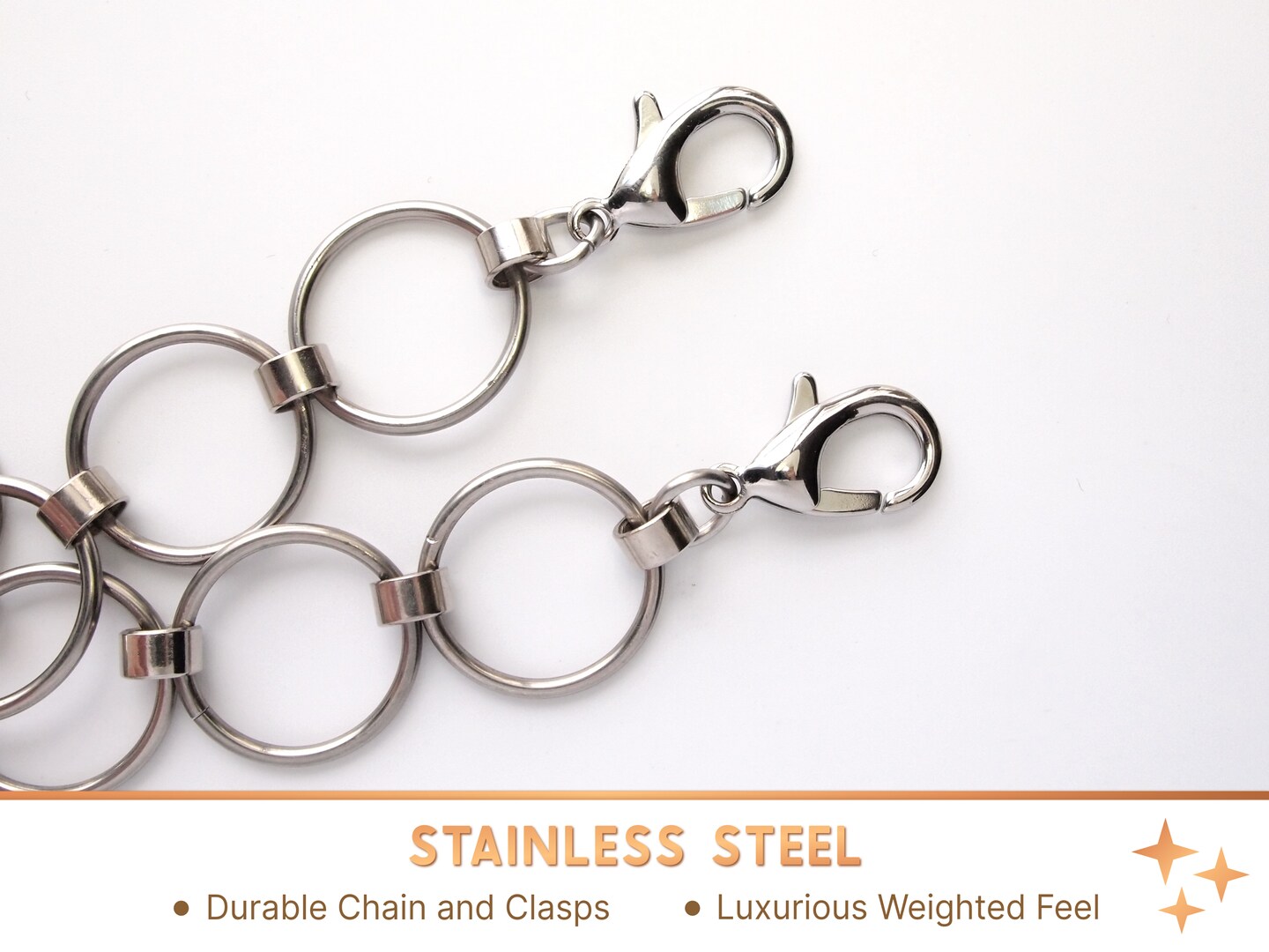 Steel Ring Belt | Retro Circle Chain Belt Handmade from Stainless Steel O-Rings in Extra Long Sizes for Draping and Layering - image9