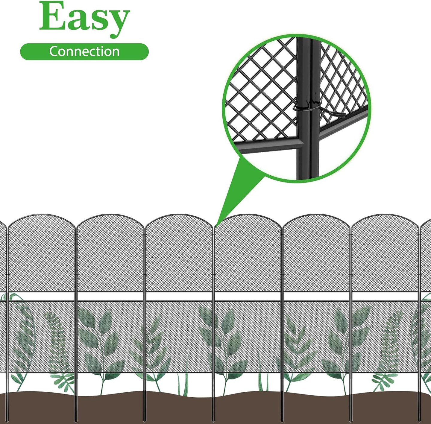 38.5in/98cm H x 10ft/3m L Expandable Metal Mesh Garden Fence (10-Pack) - Rustproof Arched Decorative Panels for Yard, Patio, Flower Beds &#x26; Small Animal Barrier