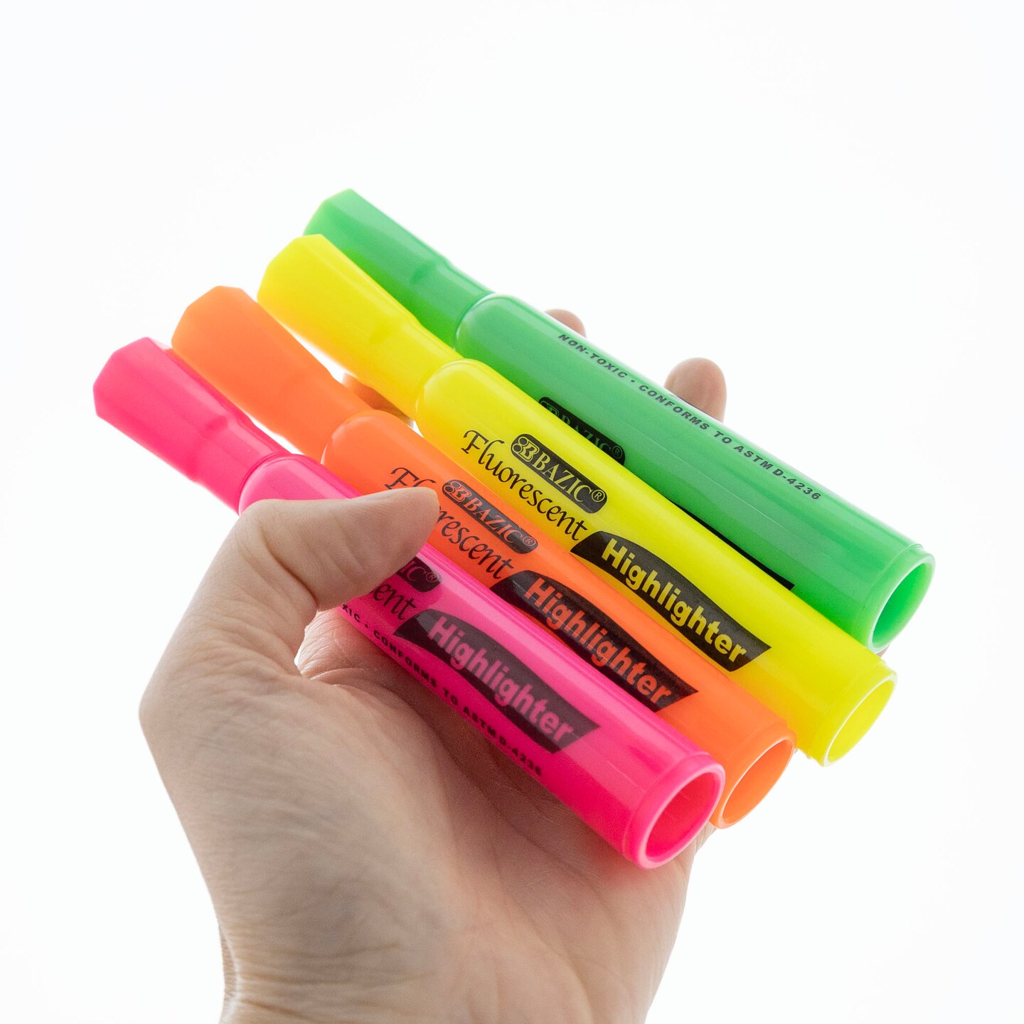 BAZIC Desk Style Fluorescent Highlighters (4/Pack)