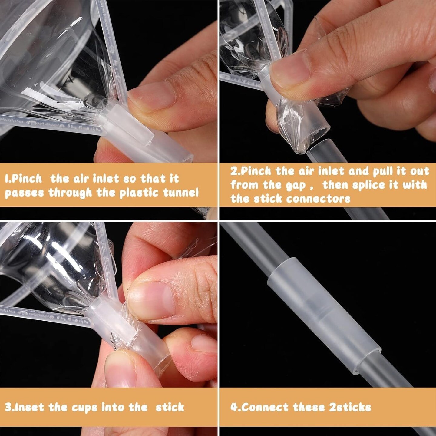 280 Pcs 70 Set 27.5 Bobo Balloon Sticks with Cups Clear Long Bobo Balloon Holders Reusable Plastic Stand for Wedding Party Holidays Anniversary Decorations